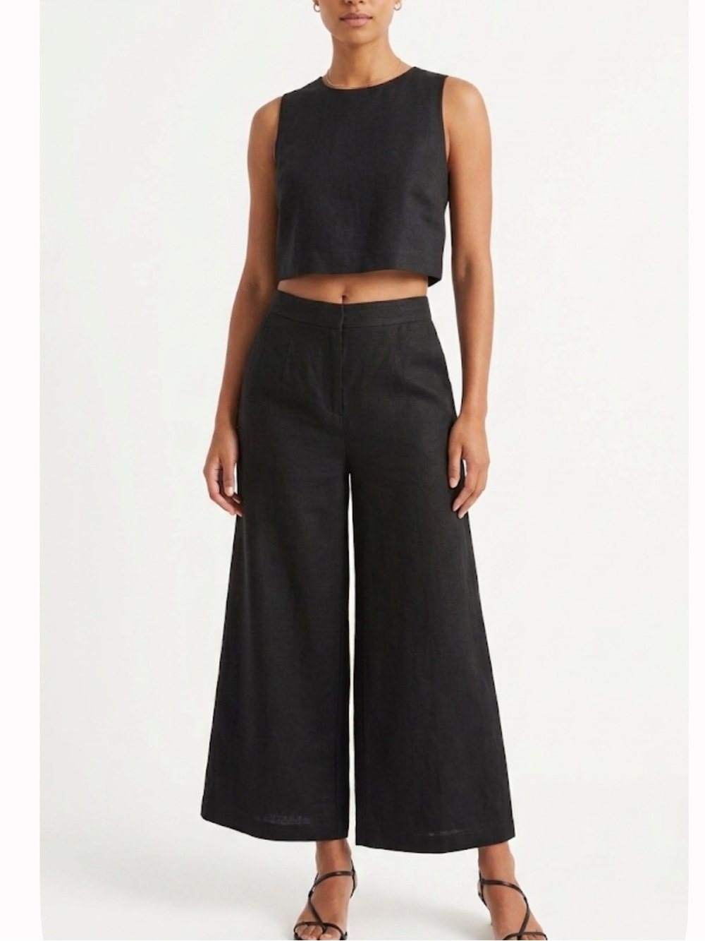 La Nativa Ankle-Length Wide-Leg Linen Pants